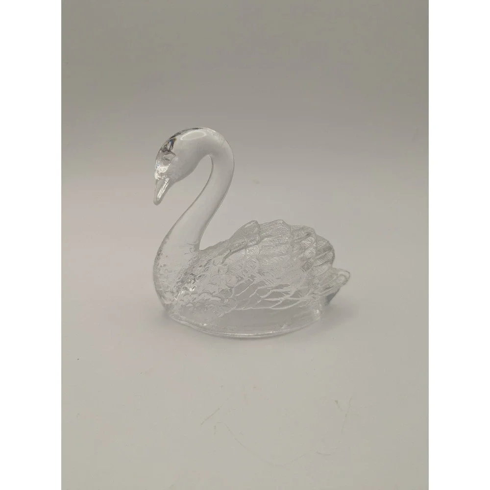 Clear Glass Swan Figurine Trinket Dish‎ Lid ONLY 3.5